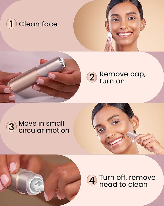 Rechargeable Facial Hair Remover for Women: Painless Mini Face Razors Shaver with 2 Replacement Heads,Electric Facial Hair Removal Device for Upper Lip, Chin & Face for Home & Travel-VivaGrace Women