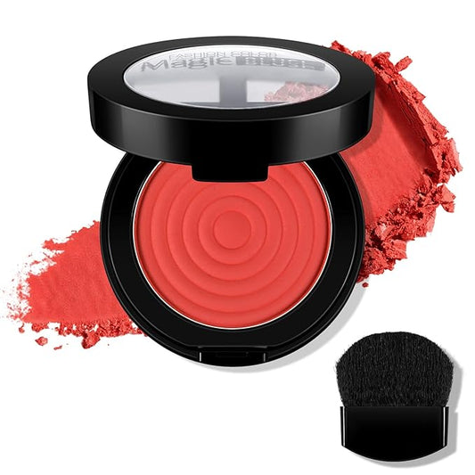 Boobeen Soft Blend Powder Blush for Cheeks, Buildable Color Matte Smooth Blush Palette Compact Blush Powder Makeup, Long-lasting Flush Color, with Mirror and Brush-VivaGrace Women