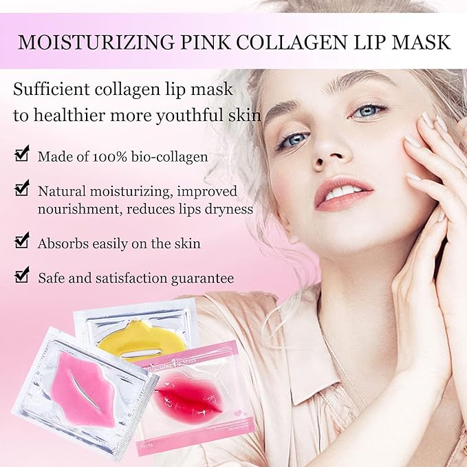 30 pieces of Moisturizing Collagen Crystal Lip Mask - Anti-Ageing & Anti Chapped, Reduce lip Wrinkles, Fade Lip Color, Make Skin Smooth And Firm Collagen Lip Pieces (Gold)-VivaGrace Women