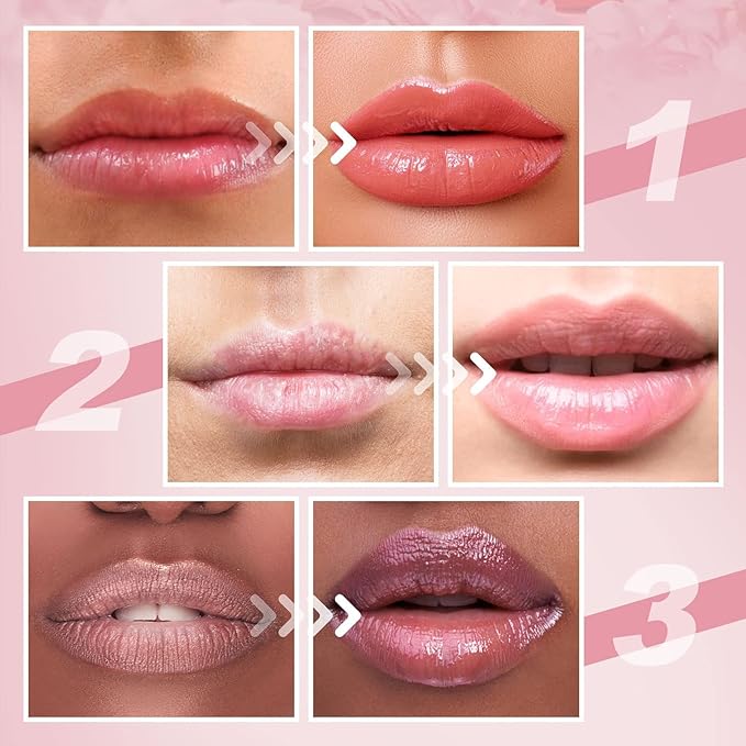 DEROL Lip Plumper Set, Lip Plumper Gloss, Natural Lip Plumper and Lip Care Serum, Lip Enhancer for Fuller, Lip Mask, Beautiful Fuller, Hydrating & Reduce Fine Lines Day&Night, 5.5ml (WS002)-VivaGrace Women