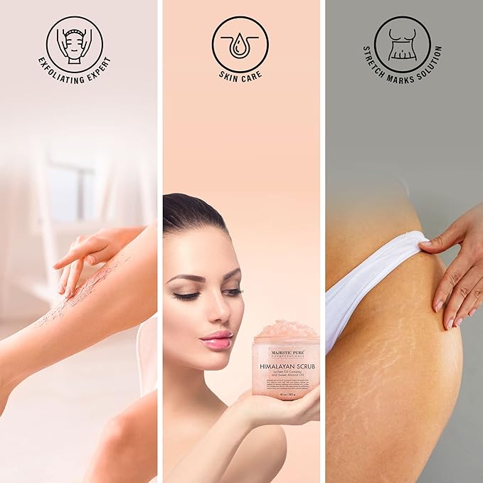 MAJESTIC PURE Himalayan Salt Body Scrub with Lychee Oil, Exfoliating Salt Scrub to Exfoliate & Moisturize Skin, Deep Cleansing - 10 oz-VivaGrace Women