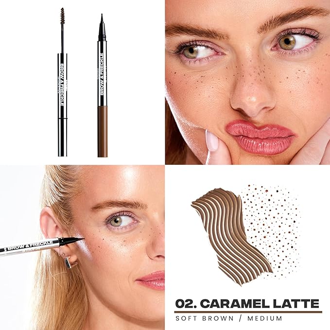 Sacheu Brow & Freckle STAY-N Tinted Eyebrow Gel & Faux Freckle Pen — 2-in-1 Longwear Water Resistant Brows Tint, Cruelty-Free & Vegan, Caramel Latte-VivaGrace Women