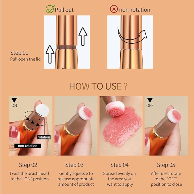 Contour Beauty Wand, Liquid Face Concealer Contouring with Cushion Applicator, Natural Matte Finish, Lightweight Blendable Cream Bronzer Stick Makeup, Cruelty-free（Contour）-VivaGrace Women