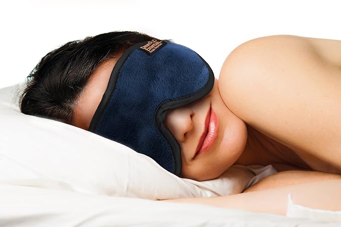 Dream Essentials, Escape 3D Sleep Mask, Earplugs, Carry Pouch Set, Molded Eye Shade, Men and Women, Contoured, Nose Bridge, Light Block, Memory Foam, Gift Set, Travel, Yoga, Blindfold, Navy Blue-VivaGrace Women