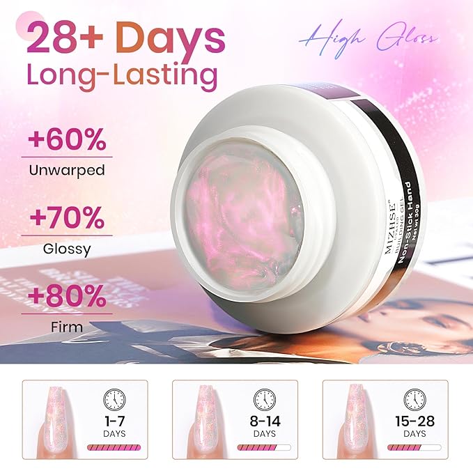 MIZHSE Solid Builder Gel for Nails, Mermaid Pearl 1oz Hard Gel Builder Non Sticky Nail Extension Gels Long Lasting Modeling Sculpture Nail Salon Art Home Use-VivaGrace Women