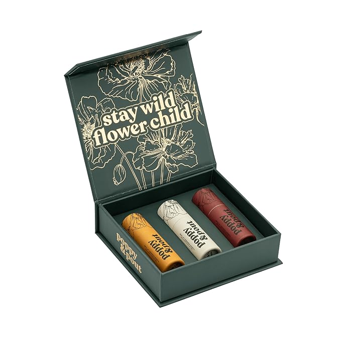 Jumbo Lip Balm Gift Set (3-Pack, Warm Flavors) | Poppy & Pout All Natural Lip Balms & Moisturizers | Hydrates with Beeswax, Vitamin E, Organic Coconut Oil | Cruelty-Free | Recyclable Cardboard Tube-VivaGrace Women