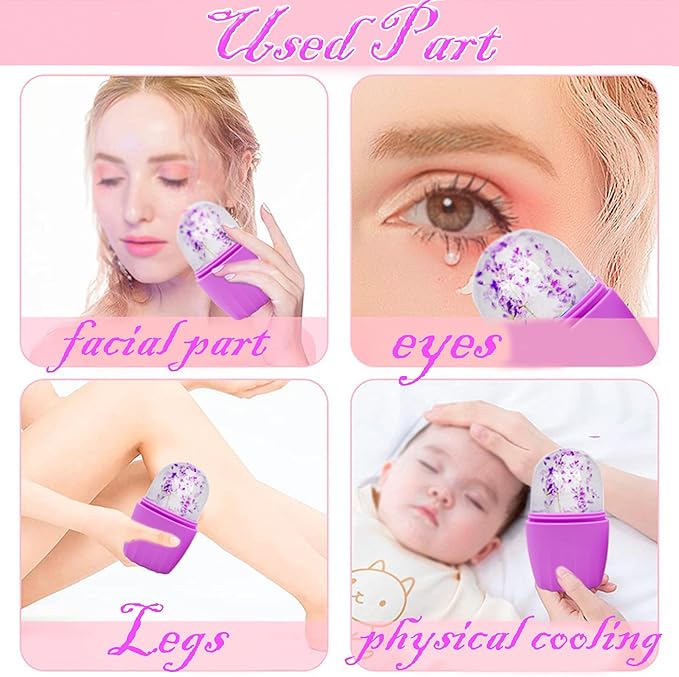 Ice Facial Cube Facial Beauty Ice Roller Skin Care Tools Ice Roller for Face and Eye Silicone Ice Mold for Face Beauty Ice Face Roller-VivaGrace Women