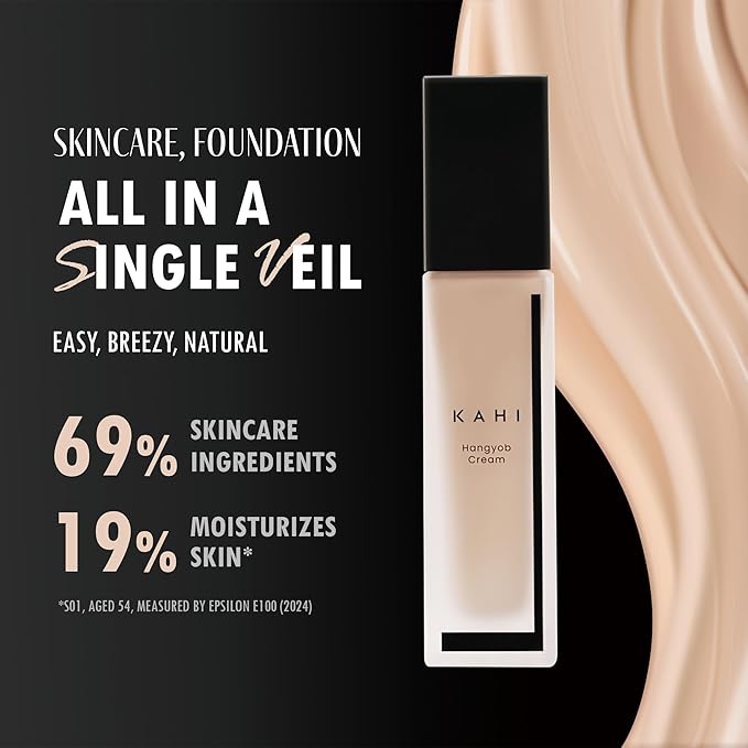 KAHI Single Veil Cream | Hangyob Foundation | Korean Tinted Moisturizer | Hydrating Perfect Cover BB Cream | Korean Skincare Makeup | Collagen Concealer Sun Cream Foundation 1.01 fl oz-VivaGrace Women