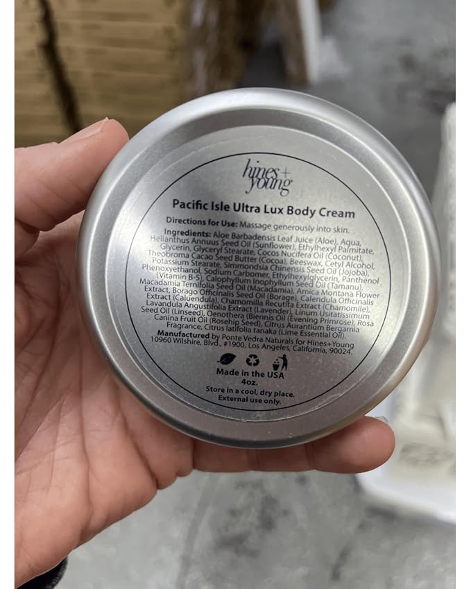 Hines+Young Travel Tins Gift Set - 4 oz Body Cream, 2 oz Linen Spray, Natural Lip Balm - Skin Care and Refreshing Home Fragrance, Ideal Self-Care Gift Set (Pack of 3, Pacific Isle)-VivaGrace Women