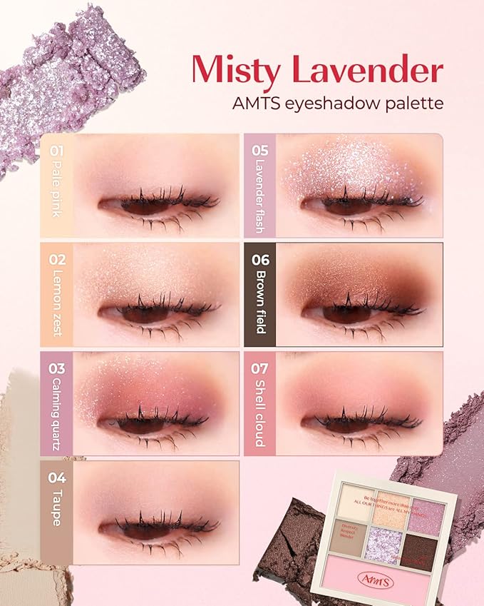 AMTS Eyeshadow Off Sienna & Misty Lavender Palettes Set, Valentine's gifts for teen girls, women | Matte Shimmer Metallic, Long Lasting-VivaGrace Women