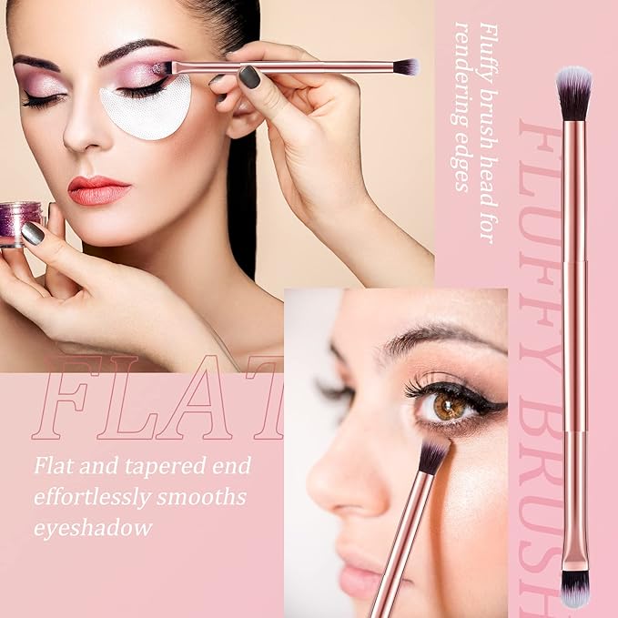 6 Pcs Eyeshadow Smudge Brush 2-in-1 Eyeshadow 2 Double Ended Make Up Brush Concealer Cosmetics Under Eye Small Soft Firm Pointed Foundation Makeup Applicator for Blending Eye Shadow Liner-VivaGrace Women
