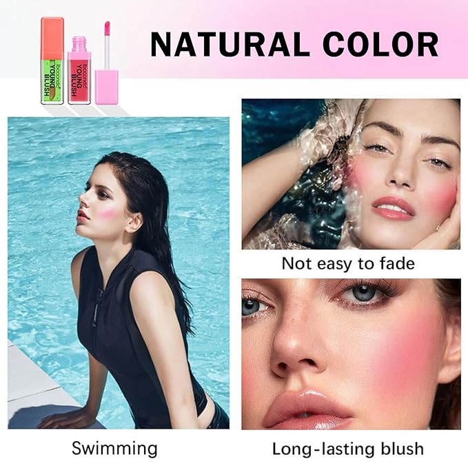 CAHIUYOA Pink Liquid Blush Oil Clear Liquid Blush for Cheeks Tinted Blush Stick Moisturizing Smooth Liquid Face Blush Makeup Gifts for Women-VivaGrace Women