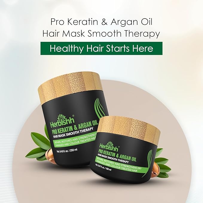Herbishh Argan Hair Mask-Deep Conditioning & Hydration For Healthier Looking Hair- for very Dry, Weak, Stressed Out Hair, No Sulphates, No Parabens (150 ML)-VivaGrace Women