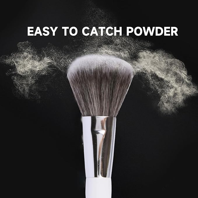 Travel Makeup Brushes Set w/Pouch, 5PCS Double Ended Portable Mini Cosmetic Brushes Kit for Foundation, Eyeshadow, Lip, Blush Make Up Brushes Professional(White)-VivaGrace Women