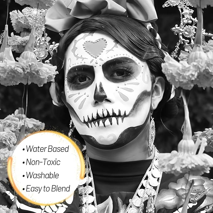White Water Based Face Body Paint, 2.37 OZ Washable Large Tube Full Coverage Face Paint Cream for Adult Carnival Cosplay Halloween SFX Skull Joker Zombie Vampire Skeleton Goth Makeup-VivaGrace Women