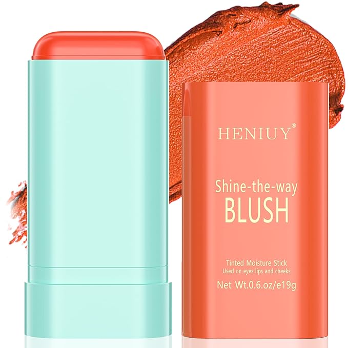 Orange Blush, Multi-Use Blush Stick, Cream Blush for Cheeks, Long Lasting and Waterproof, Natural-Looking Stick Blush for All Skin, Makeup Blush, Coral Orange-VivaGrace Women
