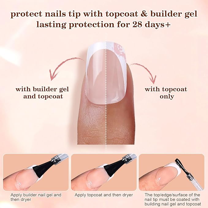 Blue Short French Tip Press on Nails, 150pcs Square French Gel Nail Tips 15Sizes, 3 in 1 Pre-lasting Soak Off Acrylic Fake Nails, No Need to File False Nail Tips Extension for Women Nails