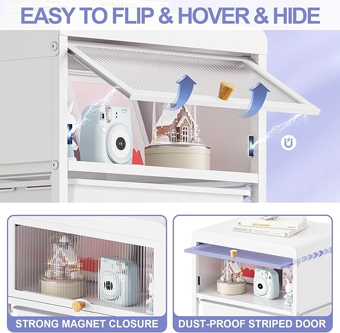 Utility-Rolling-Storage-Drawer-Craft-Cart-Organizers with 4 Drawers & Dust-proof Door for Kid Craft Art Room,Bedroom,Home Office, Craft Drawer cart, Classic White-VivaGrace Women