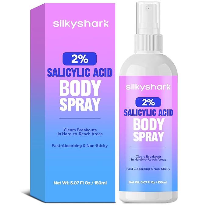 Salicylic Acid Spray (5.07 Fl Oz), 2% Salicylic Acid Body Spray, Body Acne Treatment for Bacne, Blackheads & Blemishes, Back & Chest Acne Spray for Face & Body, 360° Mist for All Skin Types-VivaGrace Women