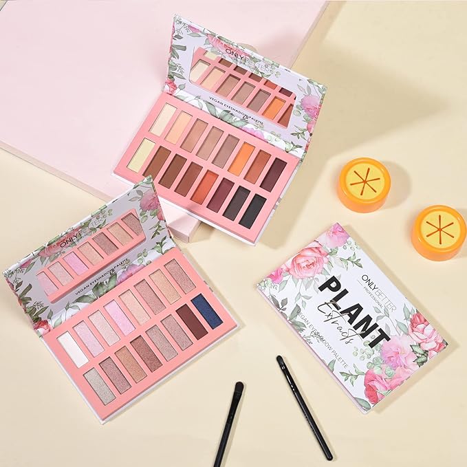 Vegan Eyeshadow Palette ONLYBETTER High Pigmented Brown Eyeshadow Palette Easy to Blend Color Fusion 16 Shades Metallic and Shimmer Nude Eyeshadow Palette Long Lasting Sweatproof and Waterproof