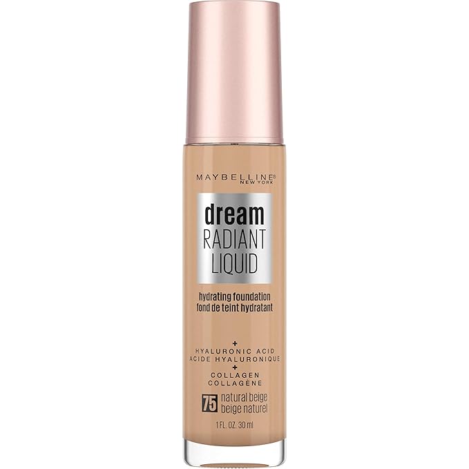 Maybelline Dream Radiant Liquid Medium Coverage Hydrating Makeup, Lightweight Liquid Foundation, Natural Beige, 1 Count-VivaGrace Women