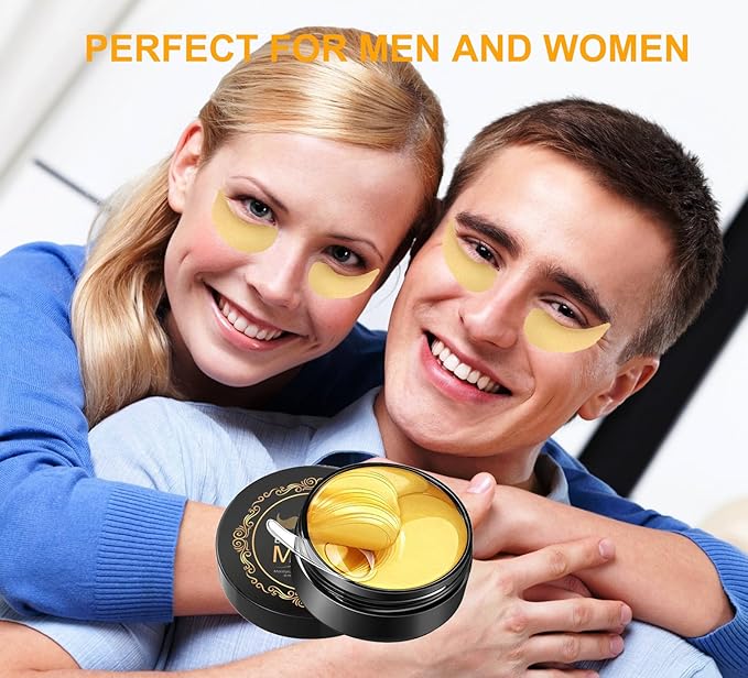 Under Eye Patches, Eye Mask, Eye Patches for Puffy Eyes and Dark Circles Reduce Eye Bags Fine Lines Smooth Wrinkle, Anti-Aging,Hydrating, 24K Gold Eye Skin care Pads with Collagen (60PCS) Black-VivaGrace Women