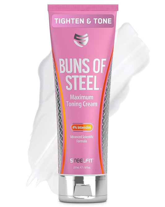 SteelFit Maximum Toning Cellulite Cream, Buns of Steel - Skin Firming & Tightening Body Lotion with Caffeine for Stretch Marks - Anti-Cellulite Remover Treatment for Booty, Thighs, Legs & Glutes-VivaGrace Women