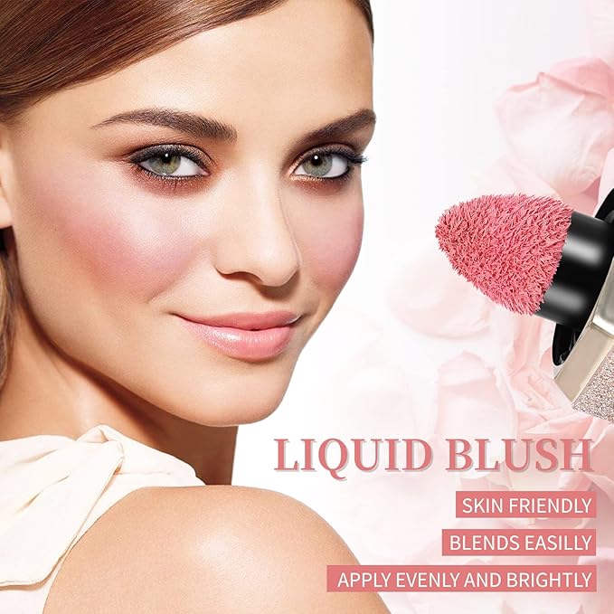 Soft Cream Blush, Liquid Blush for Natural Dewy Blush Makeup, Lightweight Blush for Cheeks, Long-Wearing Smudge Proof Liquid Blush Makeup, Cream Liquid Cream Blush Makeup - Foggy Pink-VivaGrace Women