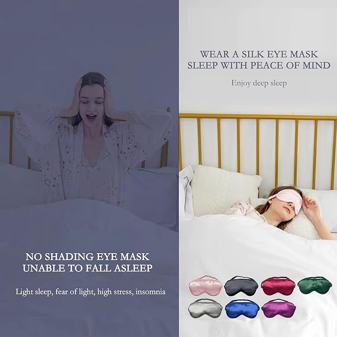 Silk Eye mask for Sleeping Light Blocking for Bedroom, Plane Travel Satin Sleep mask Women Mens,Blackout to Help You deep Sleep (Green)-VivaGrace Women