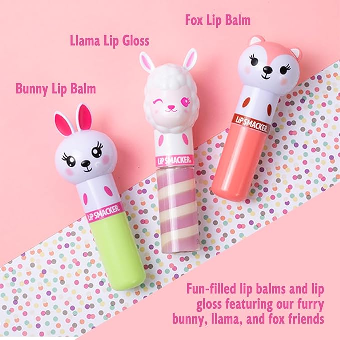 Lip Smacker Lippy Pals, Unicorn, Panda, Kitten, Lip balm for Kids - Foxy Apple, Hoppy Carrot Cake, Strawberry Llama-VivaGrace Women