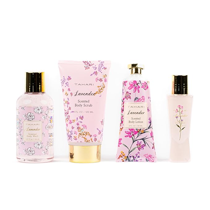 Tahari Spa Gift Set for Women, Lavender Spa Set, Bath Kit for Women Gift Set Includes Body Lotion, Body Wash, Body Scrub, Lotion Gift Set for Women, Birthday Gifts For Women-VivaGrace Women