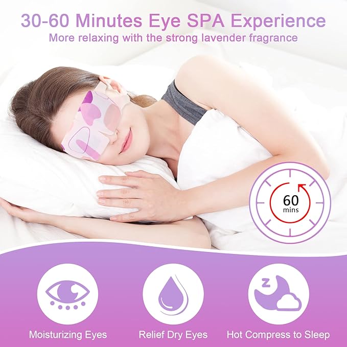 Steam Eye Mask for Dry Eyes, 18-Packs Eye Mask for Dark Circles and Puffiness, Self Heating Gentle Steam Warm Eye Mask for Relief Eye Fatigue, Lavender Scents-VivaGrace Women