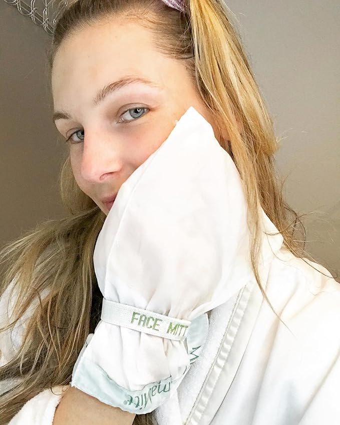 MicrodermaMitt Clear Skin Exfoliating Mitt for Face, Lips, Neck - Gentle Dead Skin Remover & Facial Scrub Clears Blackheads, Unclogs Pores, Evens Skin Tone & Texture, Lips Scrub Care, Lip Exfoliator-VivaGrace Women