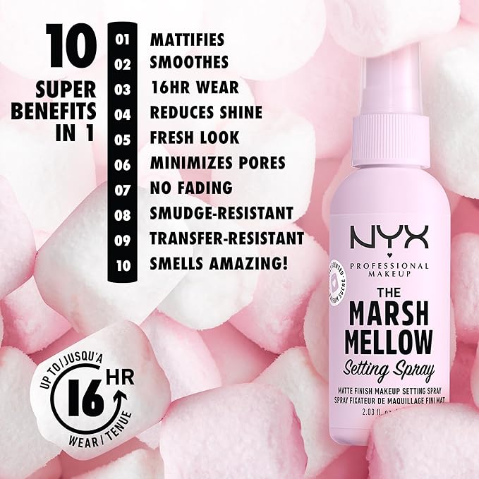NYX PROFESSIONAL MAKEUP Marshmellow Setting Spray, Matte Setting Spray for 16HR Make Up Wear-VivaGrace Women