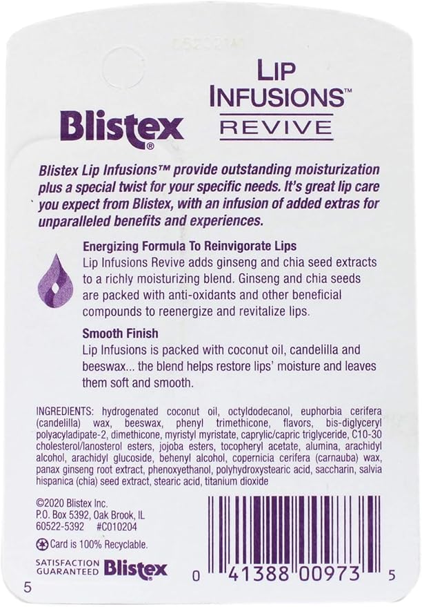 Blistex Lip Infusions Revive Lip Moisturizer 0.13 Ounce (6 Pack)-VivaGrace Women