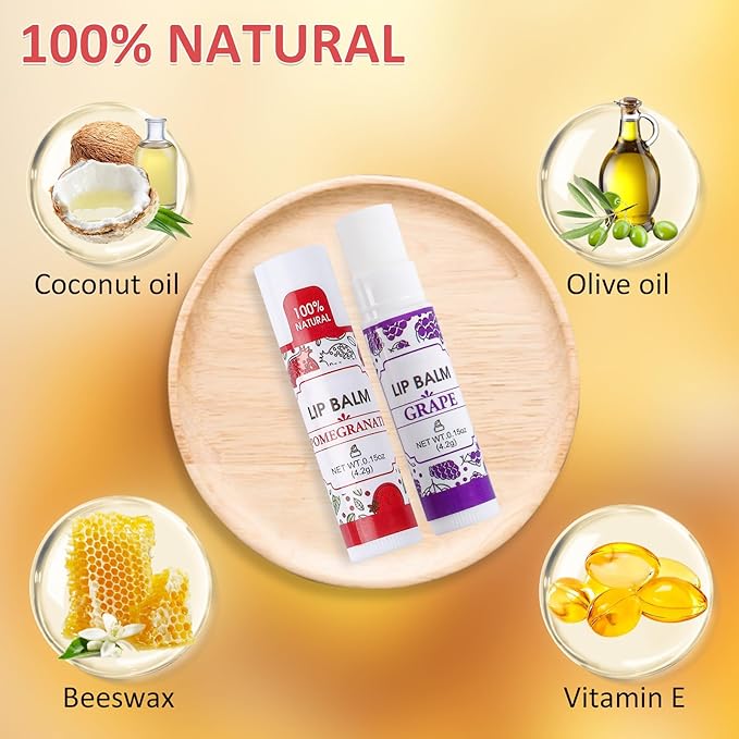 32 Pack Lip Balm, Natural Lip Balm Bulk with Vitamin E and Coconut Oil, Hydrating Lip Balm for Dry Lips, Bulk Lip Balm for Stocking Stuffers - 16 Flavors-VivaGrace Women