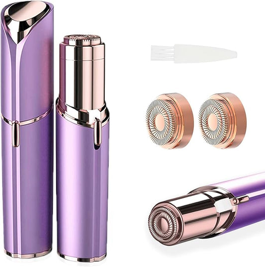 Women Facial Hair Removal Device Battery Operated with 2 Replacement Heads, Painless Womens Face Shaver for Chin Upper Lips Peach Fuzz-VivaGrace Women