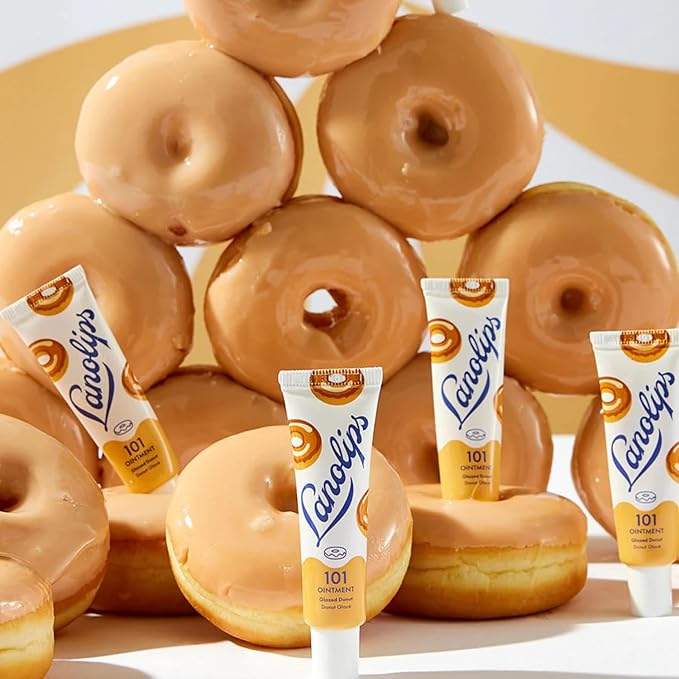 Lanolips 101 Delicious Glazed Donut - Lip Balm with Vitamin E Oil and Lanolin for Lip Hydration - Naturally Flavored Lanolin Lip Balm for Very Dry Lips - Dermatologist Tested (.35 Oz)-VivaGrace Women