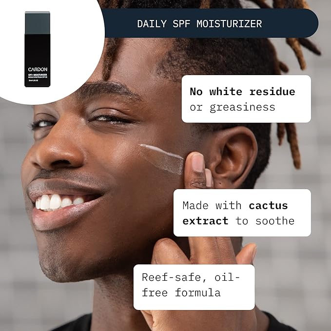Cardon Cactus-Based Men's Skincare Set | Premium Korean Skincare for Sensitive Skin and Oily Skin | Water-based Face Moisturizer with SPF 30, Gentle Face Wash, Repairing Night Cream with Vitamin E-VivaGrace Women