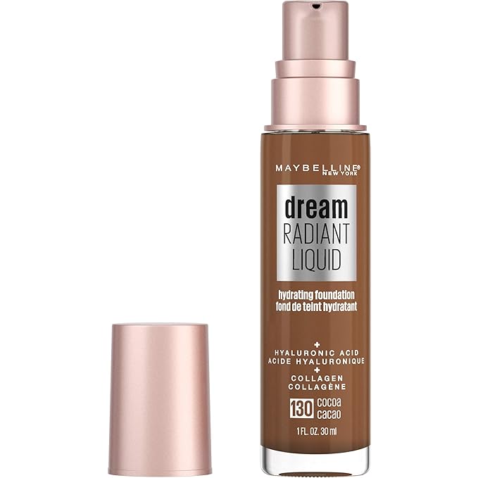 Maybelline Dream Radiant Liquid Medium Coverage Hydrating Makeup, Lightweight Liquid Foundation, Cocoa, 1 Count-VivaGrace Women