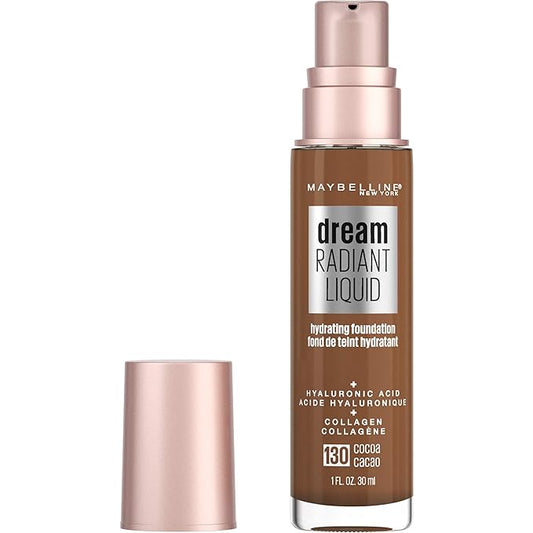 Maybelline Dream Radiant Liquid Medium Coverage Hydrating Makeup, Lightweight Liquid Foundation, Cocoa, 1 Count-VivaGrace Women