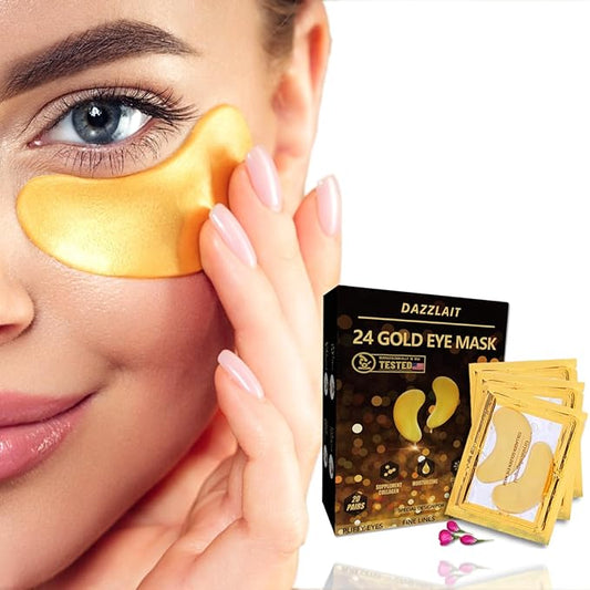 Golden Under Eye Patches for Puffy Eyes & Eye Bags & Wrinkles, Under Eye Patches for Dark Circles,Collagen for Eye Bags, Under Eye Collagen Patches-VivaGrace Women