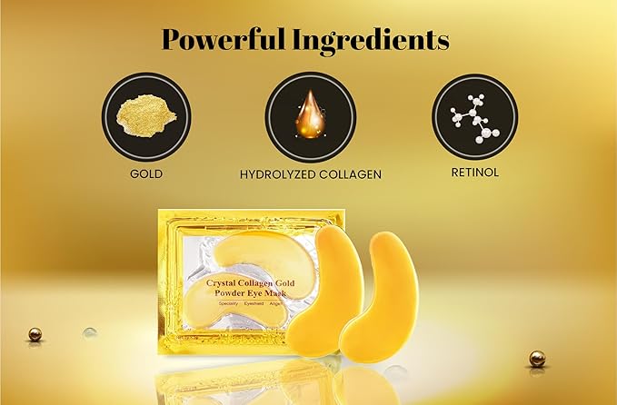 Under Eye Patches (20 Pairs) - Golden Eye Mask with Amino Acid & Collagen, Cooling Eye Care for Wrinkles, Puffy Eyes & Dark Circles, Skincare Treatment for Men & Women-VivaGrace Women