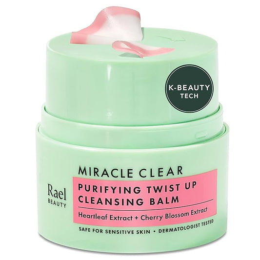 Rael Miracle Clear Cleansing Balm – Makeup Remover, Twist-Up Face Cleanser, Double Cleanse, Non-Comedogenic, with Rice Bran & Jojoba Oils, Vegan, Korean Skin Care, All Skin Types (1.69 fl oz)-VivaGrace Women