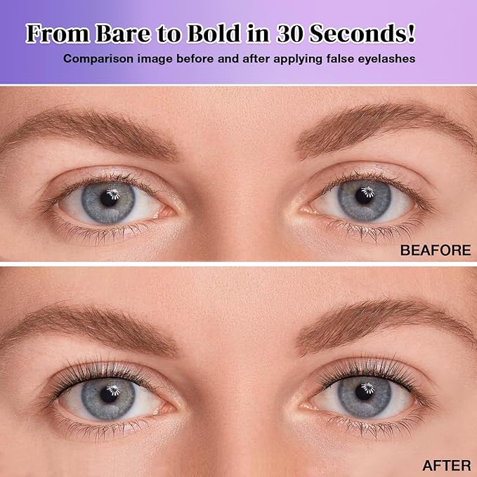 Wispy False Eyelashes Kit With Bond, Seal and Tweezer, 7 Pairs Natural Look Fake Cat Eye Lashes Strips Thin Band Extensions Waterproof Easy Eyelashes for Beginners RQ46-VivaGrace Women