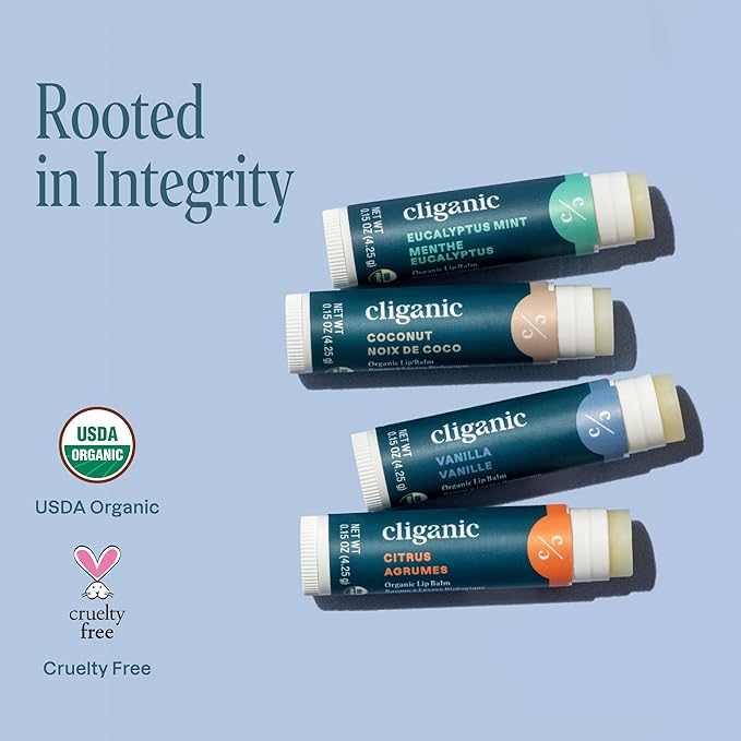 Cliganic Organic Lip Balm Set - 4 Flavors - Natural Hydrating for Cracked & Dry Lips-VivaGrace Women
