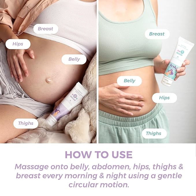 Leska Maternity Stages B & C Set | HYDRATE Belly Cream & RESTORE All-Over Toning Gel | Pregnant Moms Months 6-9 and Postpartum | Part of Complete 3-Part Maternity Skin Care System (Set of 2, 4oz each)-VivaGrace Women