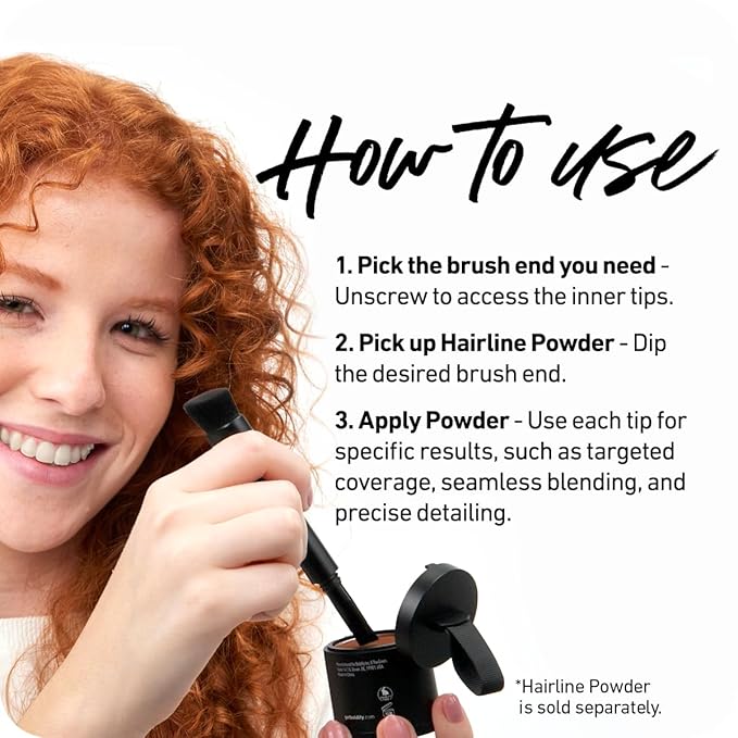 BOLDIFY Four Ended Hairline Powder Brush - Precision Hair Makeup Brush Set with Sponge Tip for Seamless Blending - Ideal as a Hair Concealer/Contour, Root Touch Up-VivaGrace Women
