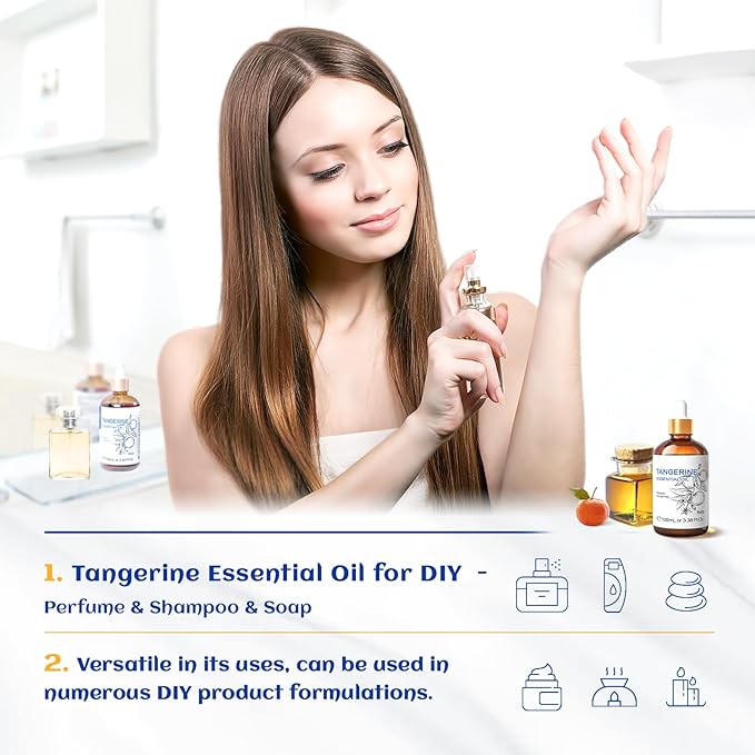 HIQILI 100ML Tangerine Essential Oil, Skin Care, Hair Care, Air Purification, Can be Added to Body Lotion, Shampoos, Diffusers Use - 3.38 Fl Oz-VivaGrace Women