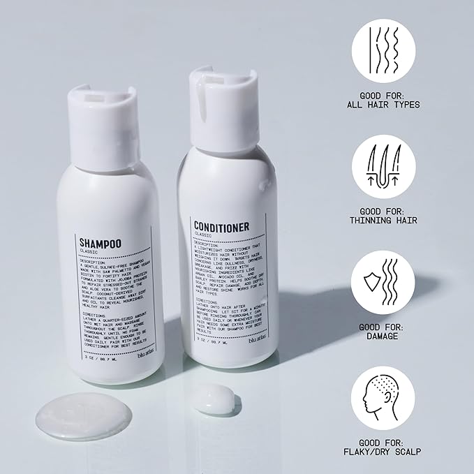 Blu Atlas Travel Size Shampoo & Conditioner Set for Men – TSA Approved, 3 oz Each – Natural, Sulfate-Free, Paraben-Free – Clean Ingredients – Classic Scent – Made in America-VivaGrace Women